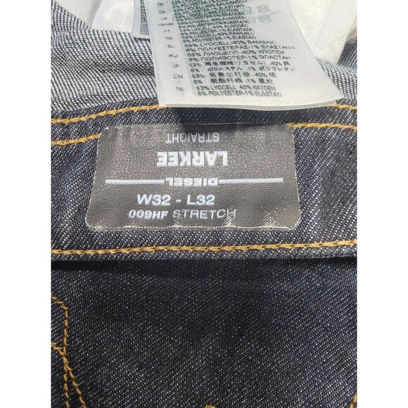 Diesel Larkee Straight Leg Jeans Mens 32x32 Blue Denim Stretch Dark Wash 009HF - Picture 11 of 16